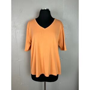 Chico’s True Color Tees Women’s Orange V-Neck T-Shirt, Size 3 (L/16)